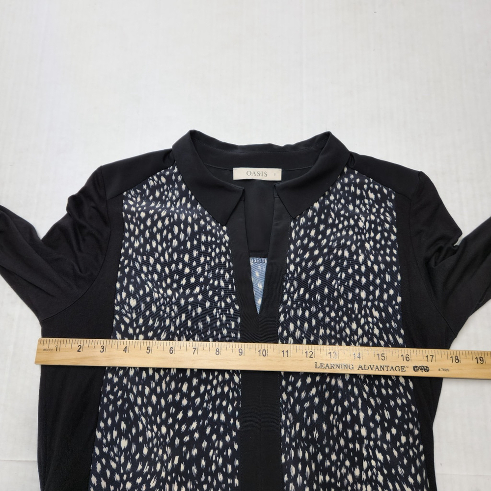 Oasis Animal Print Shirt Dress Black White Collared Long Sleeve S Chic Aesthetic - Picture 7 of 14